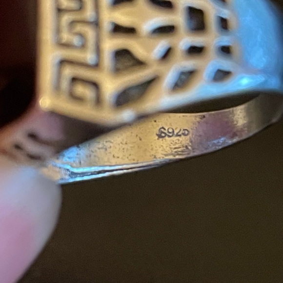 Natural black obsidian S925 silver ring size 11 - Picture 7 of 8